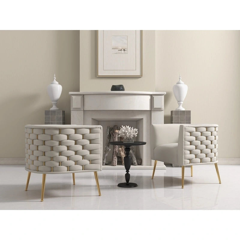 Fauteuil d'appoint rond en velours, style Mid-Century Modern, pour salon, lot de 2