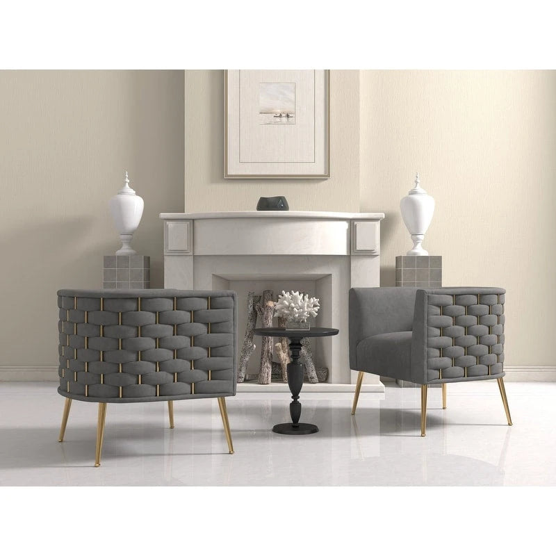 Fauteuil d'appoint rond en velours, style Mid-Century Modern, pour salon, lot de 2
