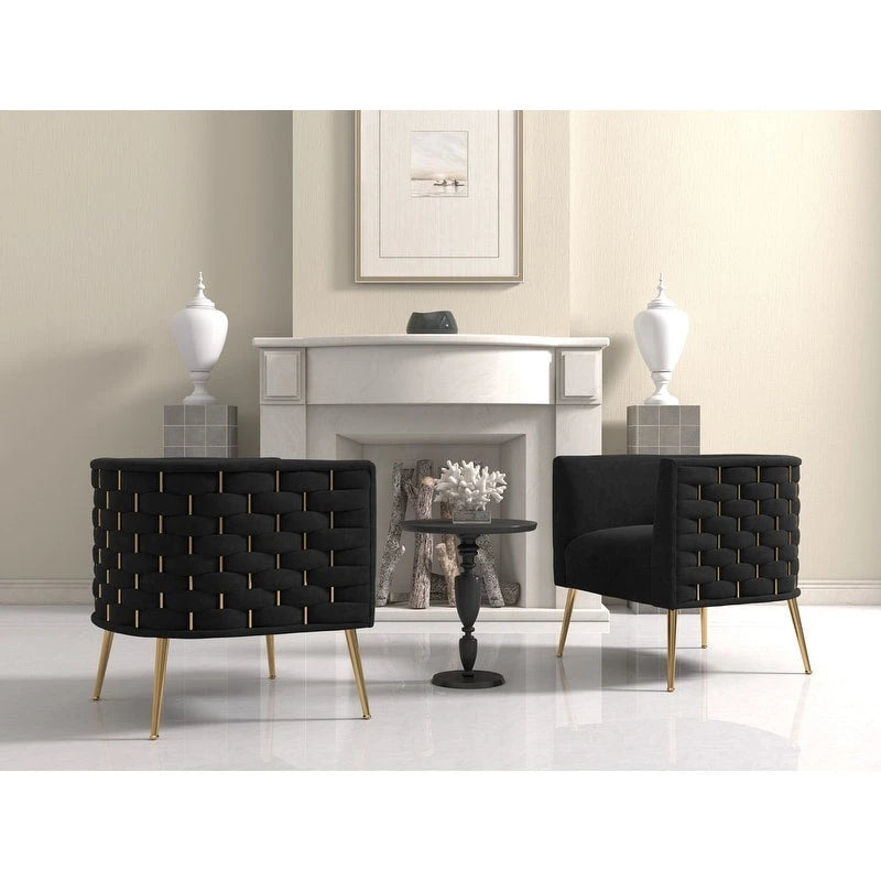Fauteuil d'appoint rond en velours, style Mid-Century Modern, pour salon, lot de 2