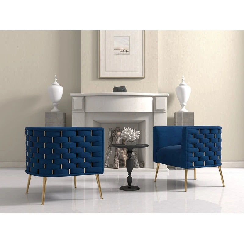 Fauteuil d'appoint rond en velours, style Mid-Century Modern, pour salon, lot de 2
