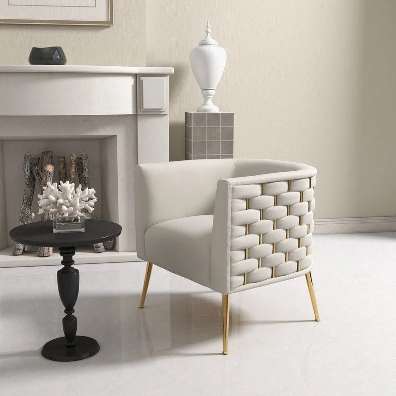 Fauteuil d'appoint rond en velours, style Mid-Century Modern, pour salon, lot de 2