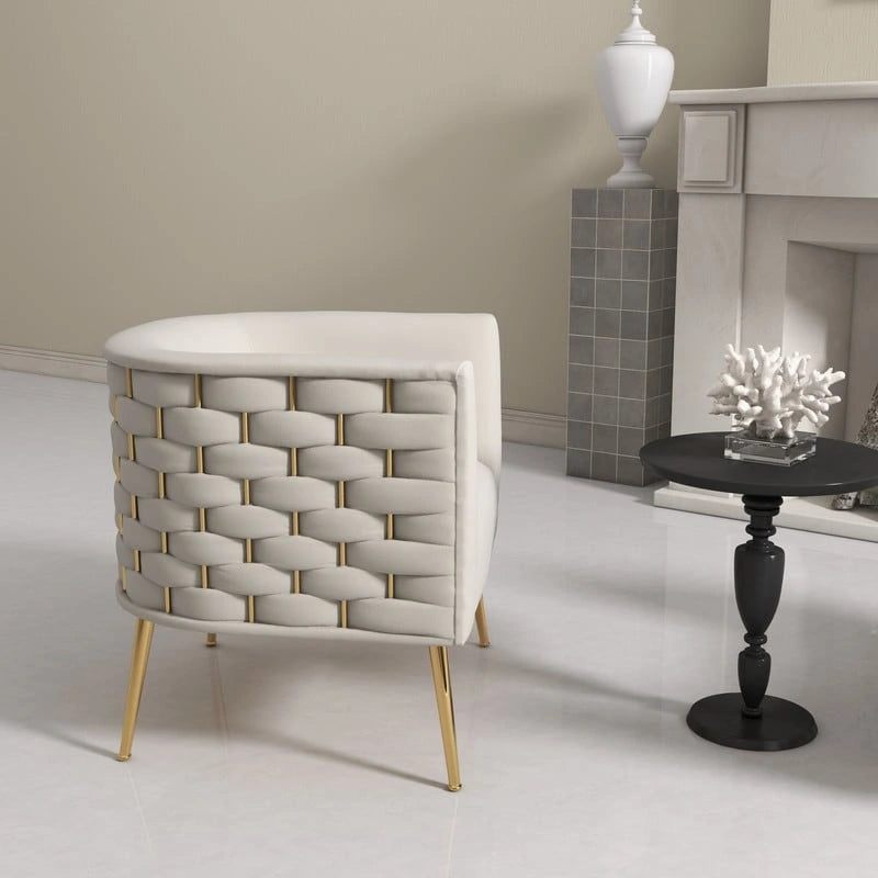 Fauteuil d'appoint rond en velours, style Mid-Century Modern, pour salon, lot de 2