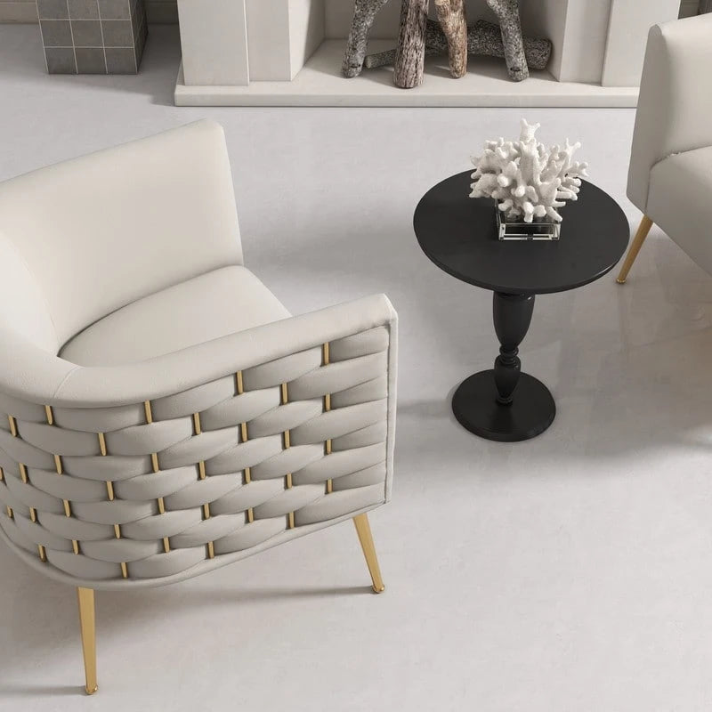 Fauteuil d'appoint rond en velours, style Mid-Century Modern, pour salon, lot de 2
