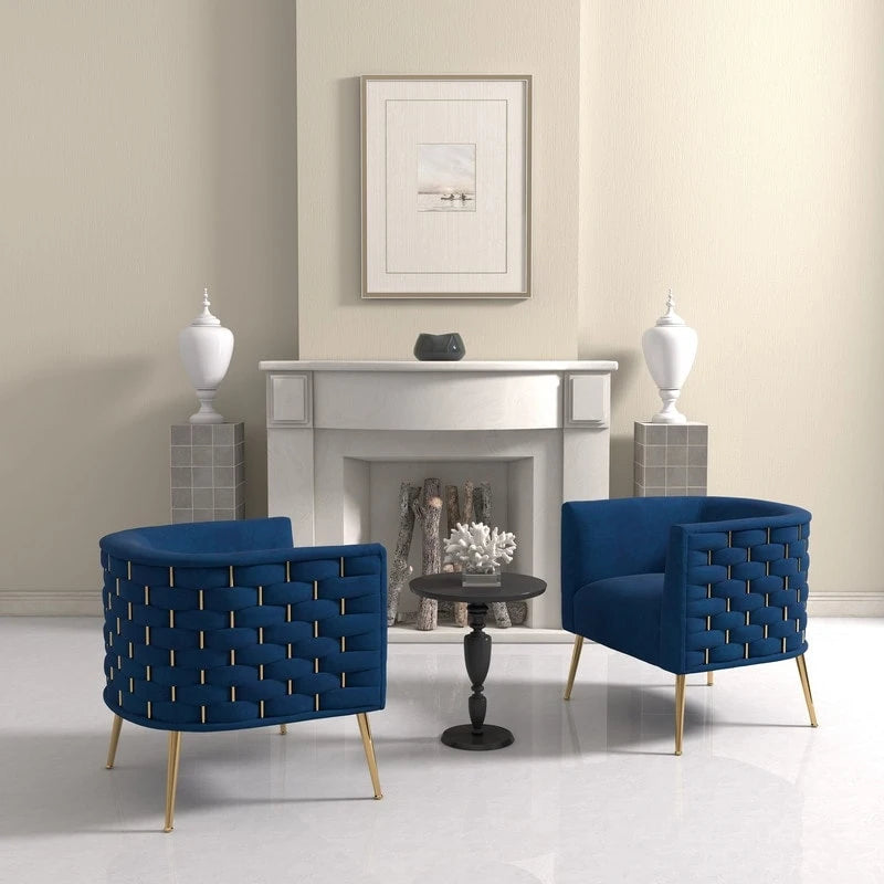 Fauteuil d'appoint rond en velours, style Mid-Century Modern, pour salon, lot de 2