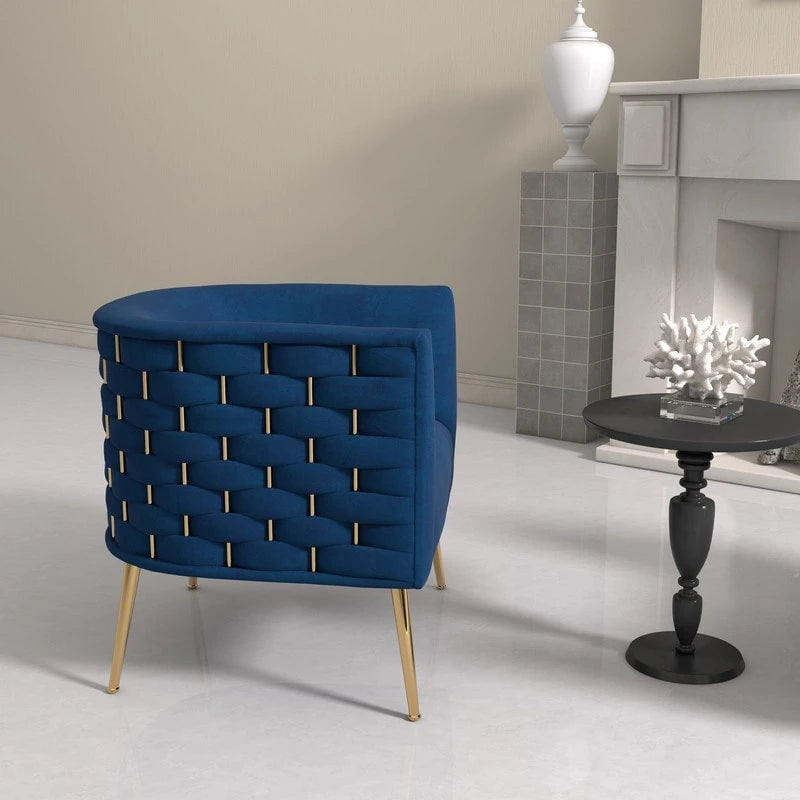 Fauteuil d'appoint rond en velours, style Mid-Century Modern, pour salon, lot de 2