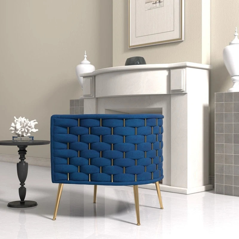 Fauteuil d'appoint rond en velours, style Mid-Century Modern, pour salon, lot de 2