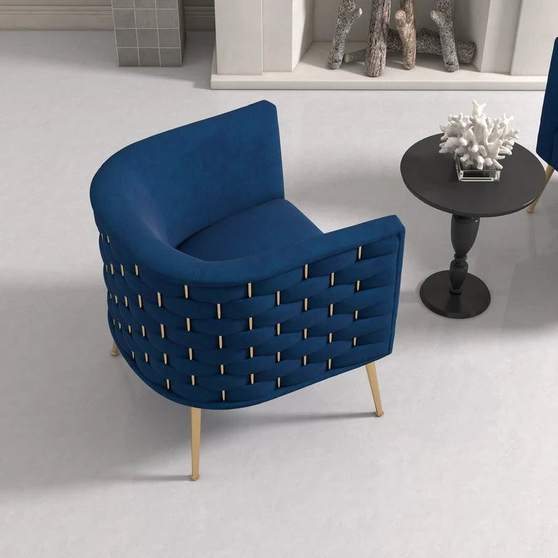 Fauteuil d'appoint rond en velours, style Mid-Century Modern, pour salon, lot de 2
