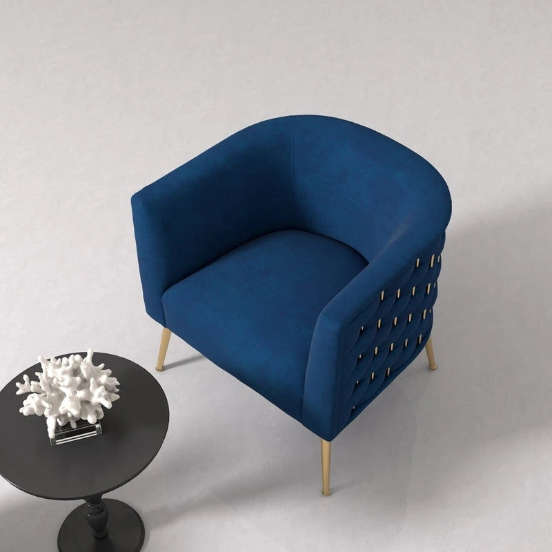 Fauteuil d'appoint rond en velours, style Mid-Century Modern, pour salon, lot de 2