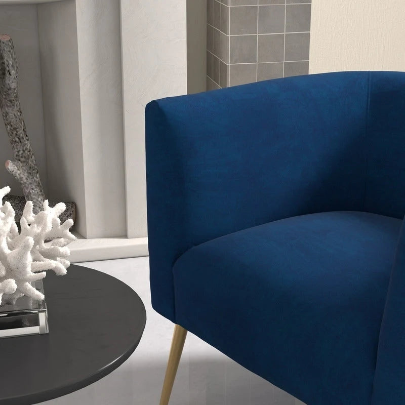 Fauteuil d'appoint rond en velours, style Mid-Century Modern, pour salon, lot de 2