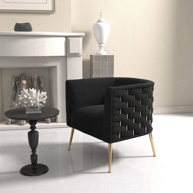 Fauteuil d'appoint rond en velours, style Mid-Century Modern, pour salon, lot de 2