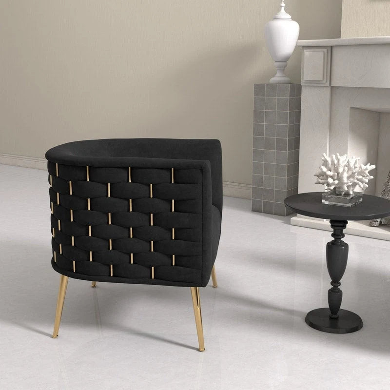 Fauteuil d'appoint rond en velours, style Mid-Century Modern, pour salon, lot de 2