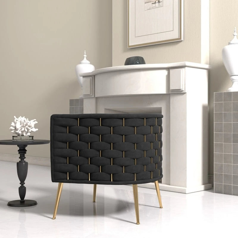 Fauteuil d'appoint rond en velours, style Mid-Century Modern, pour salon, lot de 2