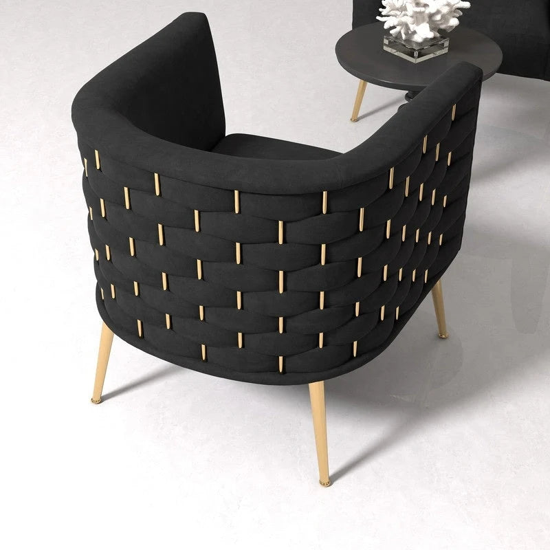 Fauteuil d'appoint rond en velours, style Mid-Century Modern, pour salon, lot de 2