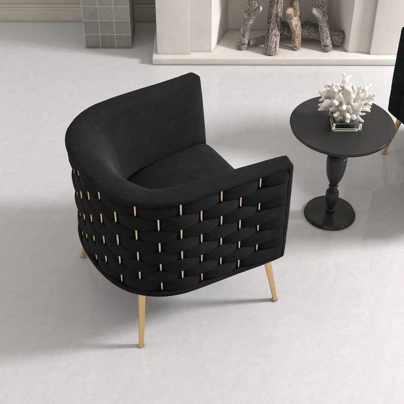 Fauteuil d'appoint rond en velours, style Mid-Century Modern, pour salon, lot de 2
