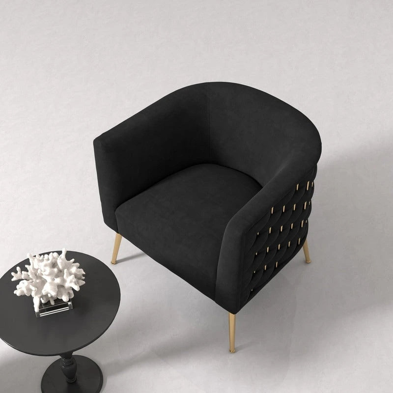 Fauteuil d'appoint rond en velours, style Mid-Century Modern, pour salon, lot de 2