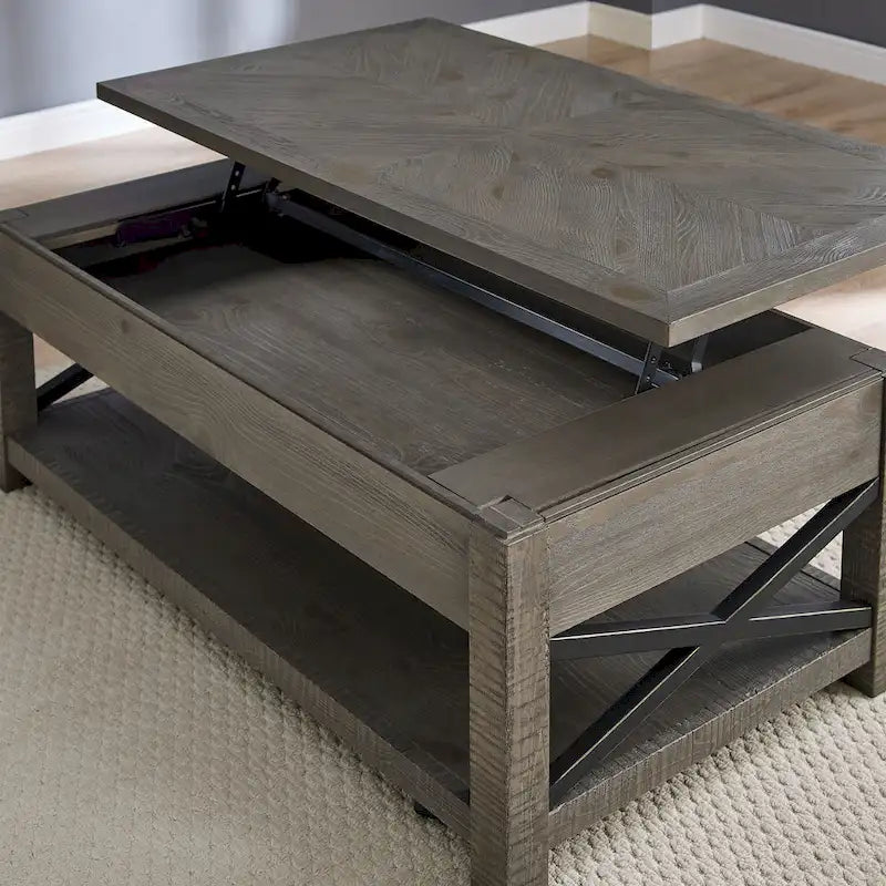 Table basse relevable Dawson en bois flotté vieilli