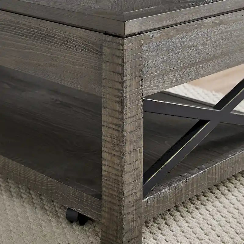 Table basse relevable Dawson en bois flotté vieilli