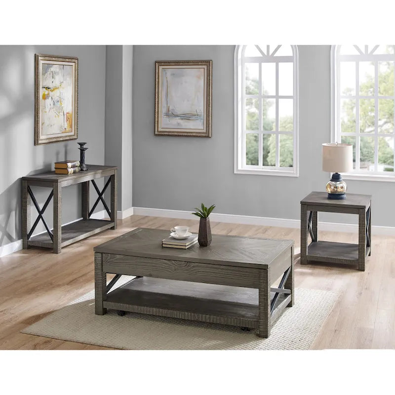 Table basse relevable Dawson en bois flotté vieilli