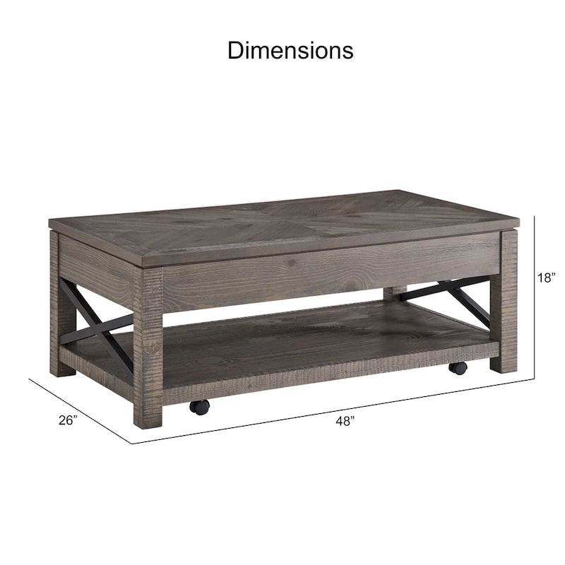 Table basse relevable Dawson en bois flotté vieilli
