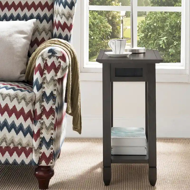 Table d'appoint rustique en ardoise avec port USB-C