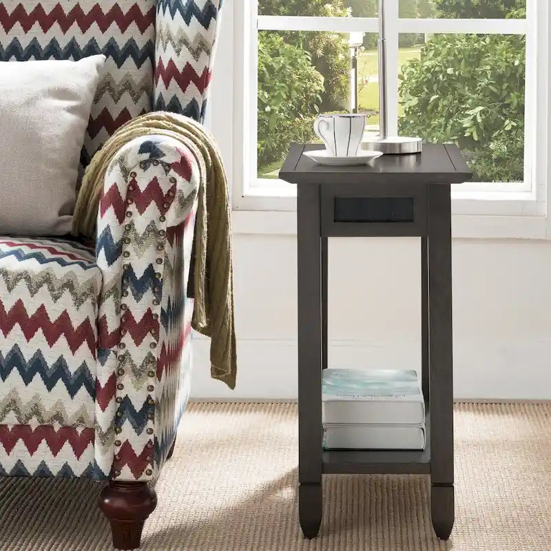 Table d'appoint rustique en ardoise avec port USB-C