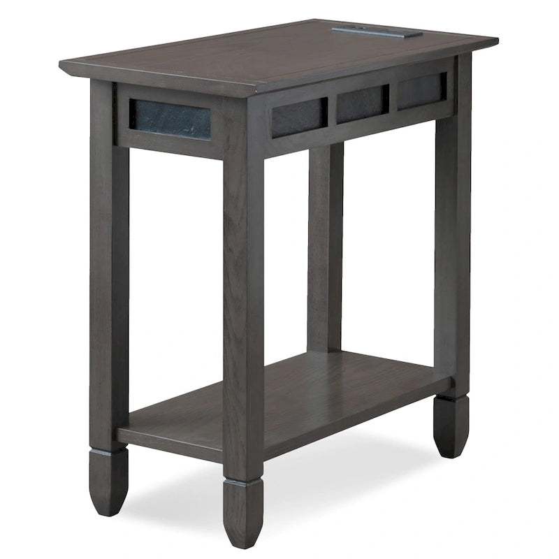 Table d'appoint rustique en ardoise avec port USB-C