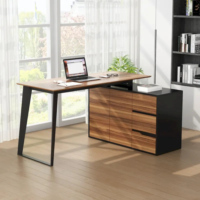 54,3 Bureau d'angle avec tiroirs et meuble pour ordinateur de bureau