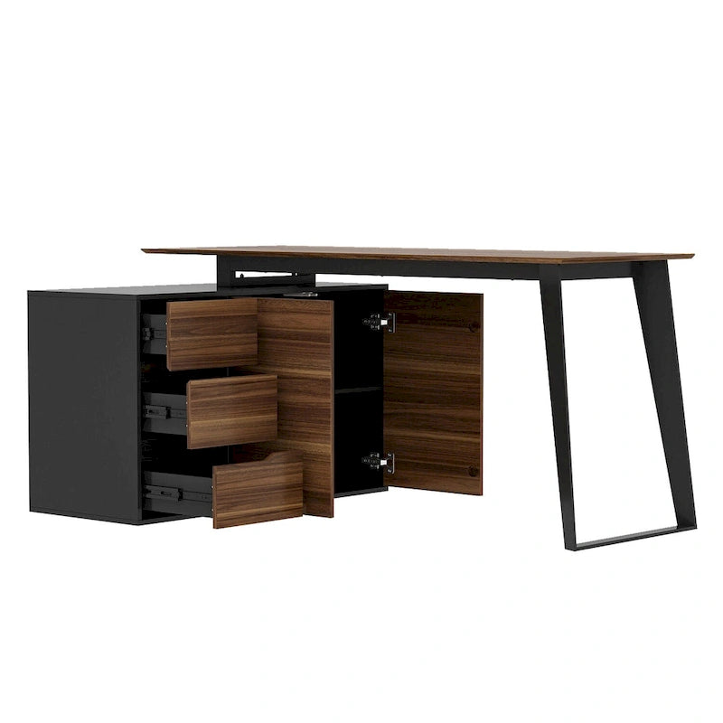 54,3 Bureau d'angle avec tiroirs et meuble pour ordinateur de bureau