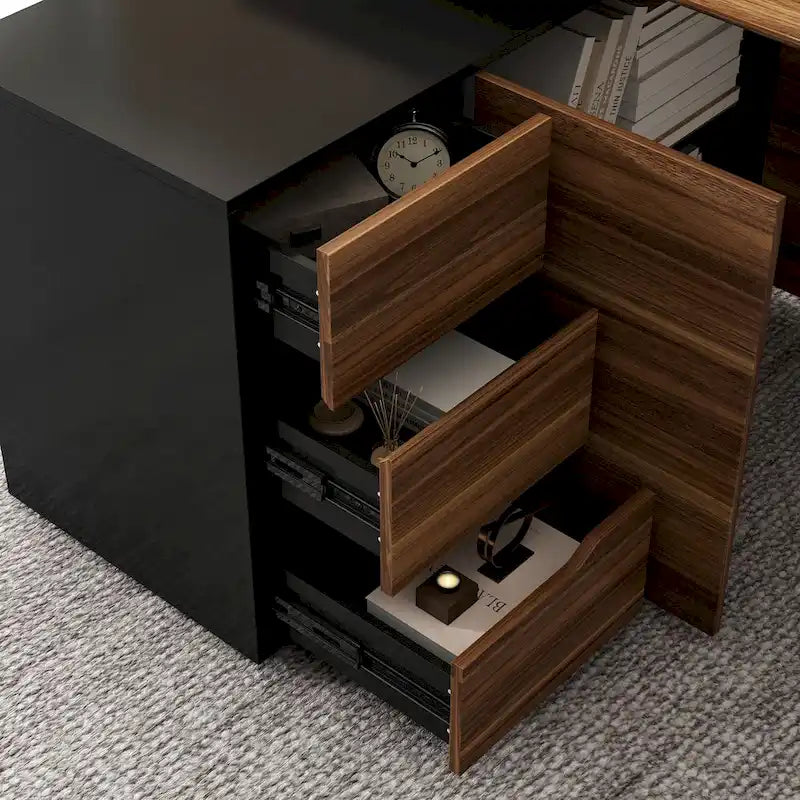 54,3 Bureau d'angle avec tiroirs et meuble pour ordinateur de bureau