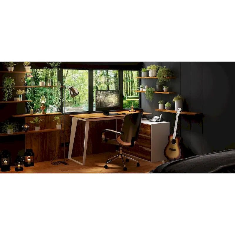 54,3 Bureau d'angle avec tiroirs et meuble pour ordinateur de bureau