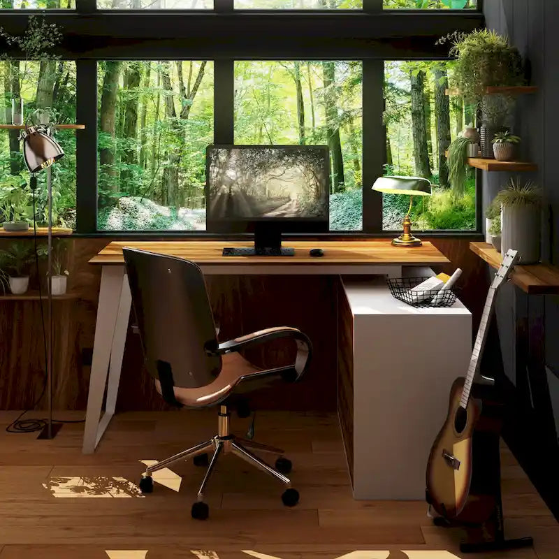54,3 Bureau d'angle avec tiroirs et meuble pour ordinateur de bureau