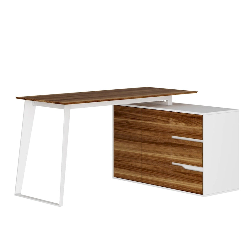 54,3 Bureau d'angle avec tiroirs et meuble pour ordinateur de bureau