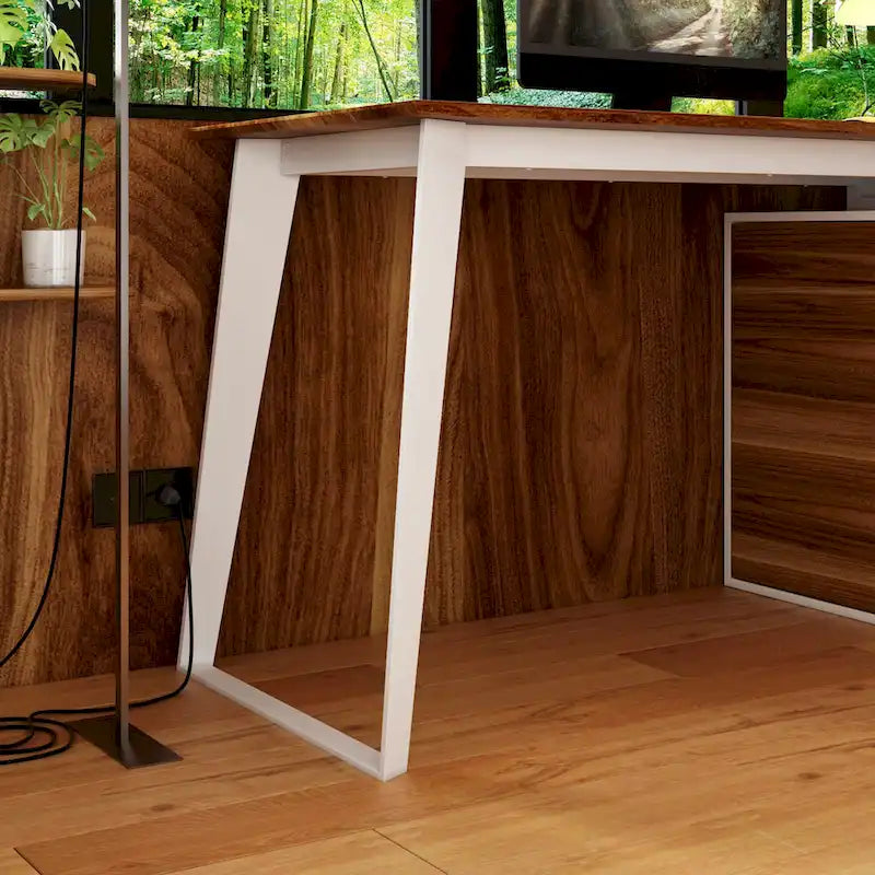 54,3 Bureau d'angle avec tiroirs et meuble pour ordinateur de bureau