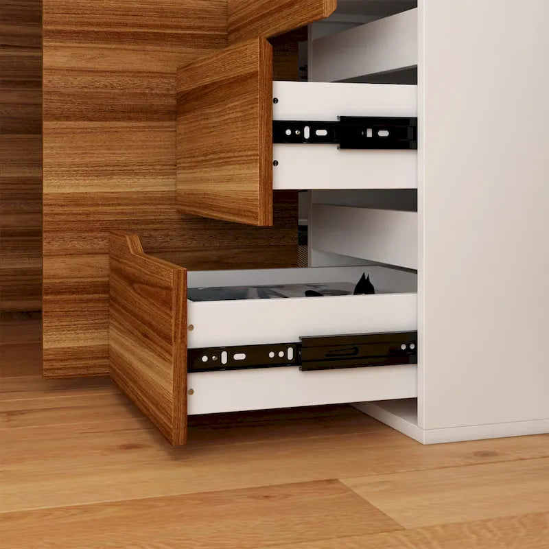 54,3 Bureau d'angle avec tiroirs et meuble pour ordinateur de bureau