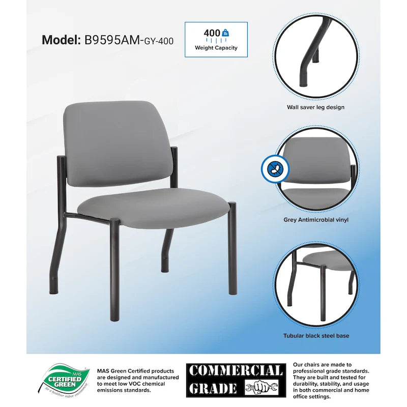 Chaise visiteur antimicrobienne grande taille