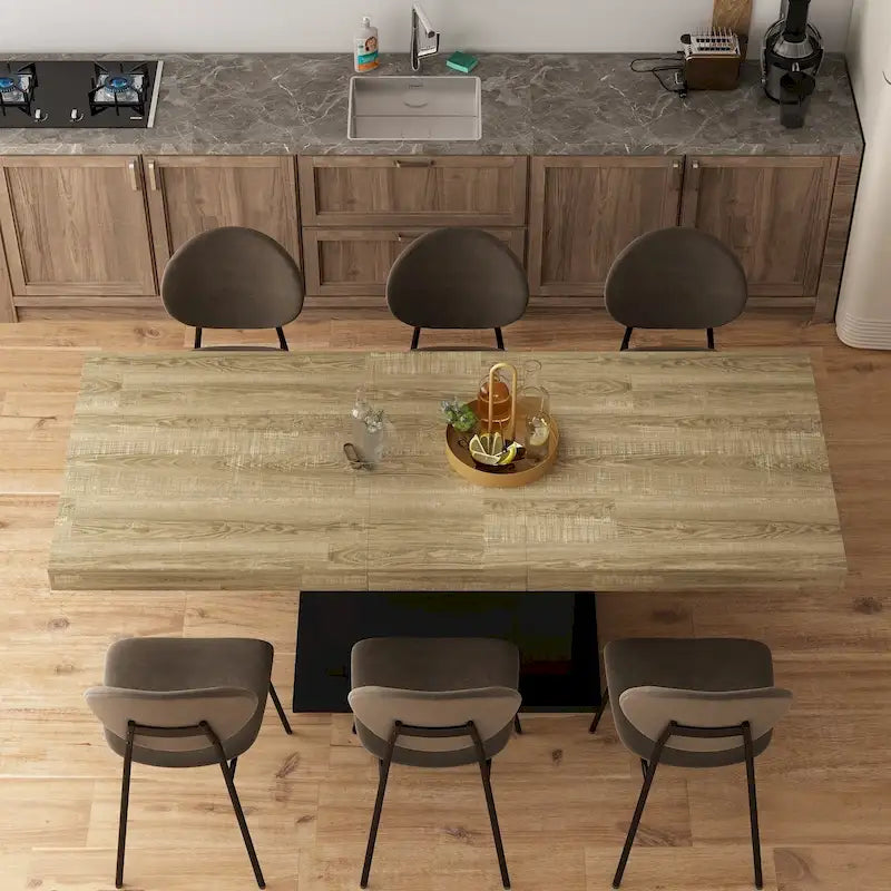 Table de salle à manger extensible 63-78,7 po, table de réunion de bureau au fini bois