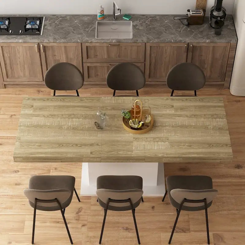 Table de salle à manger extensible 63-78,7 po, table de réunion de bureau au fini bois