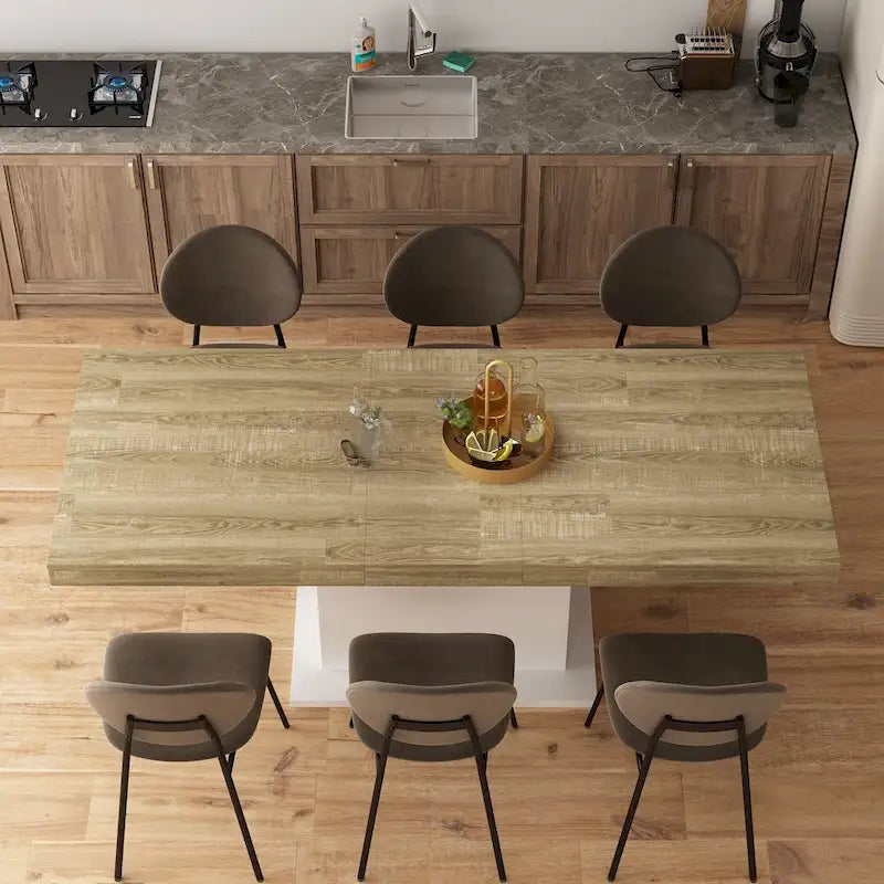 Table de salle à manger extensible 63-78,7 po, table de réunion de bureau au fini bois