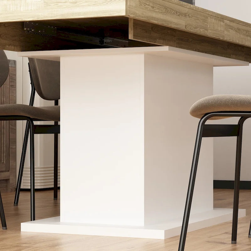 Table de salle à manger extensible 63-78,7 po, table de réunion de bureau au fini bois