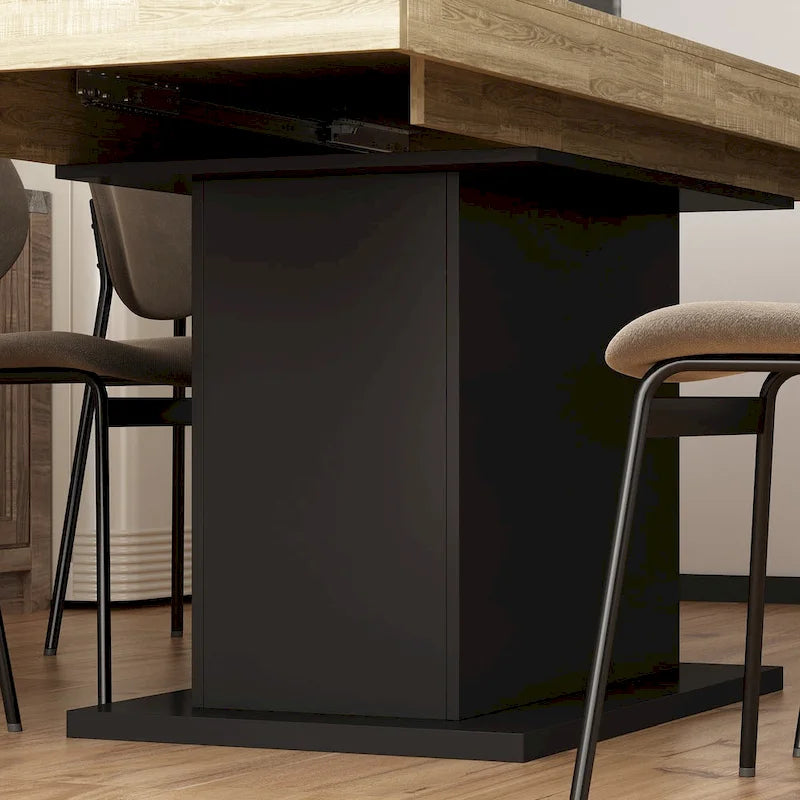 Table de salle à manger extensible 63-78,7 po, table de réunion de bureau au fini bois