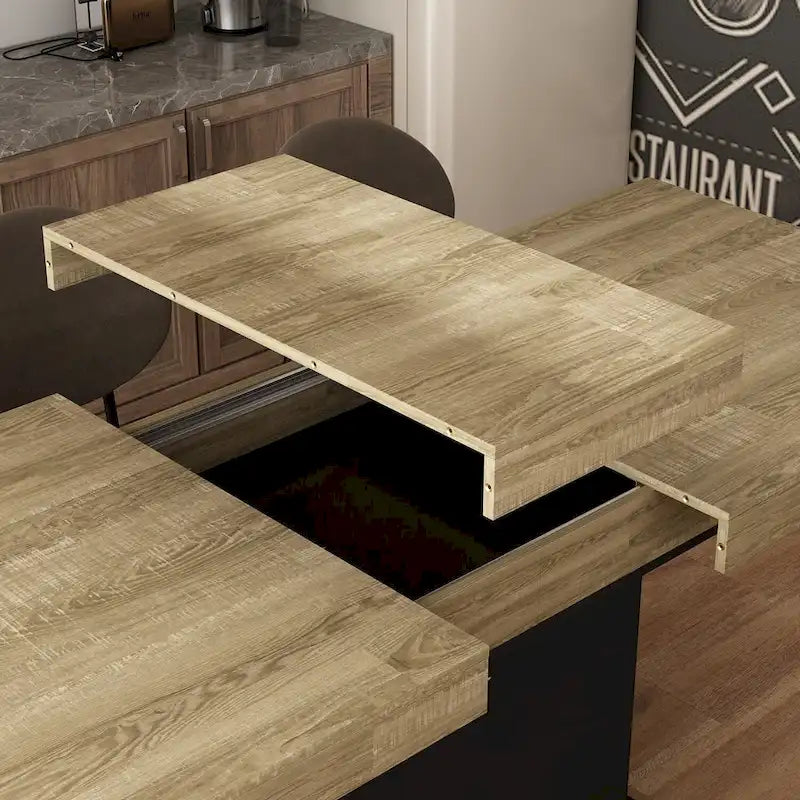 Table de salle à manger extensible 63-78,7 po, table de réunion de bureau au fini bois