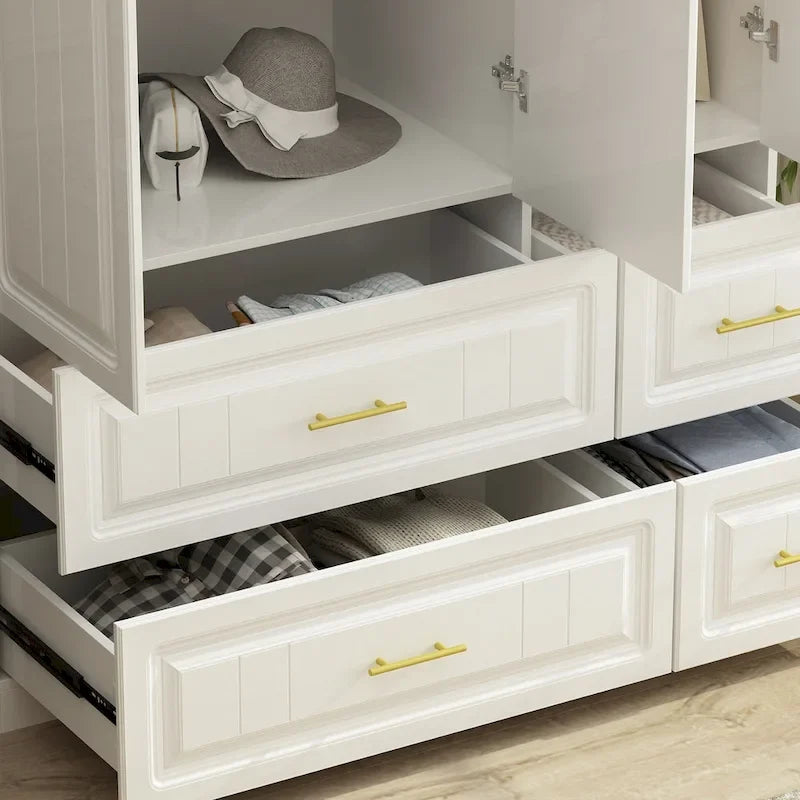 Armoire moderne autoportante avec penderie haute, coloris blanc – 93.7H