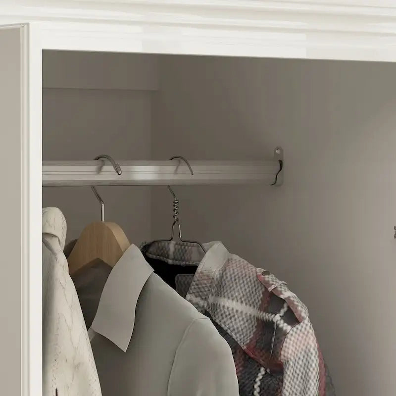 Armoire moderne autoportante avec penderie haute, coloris blanc – 93.7H