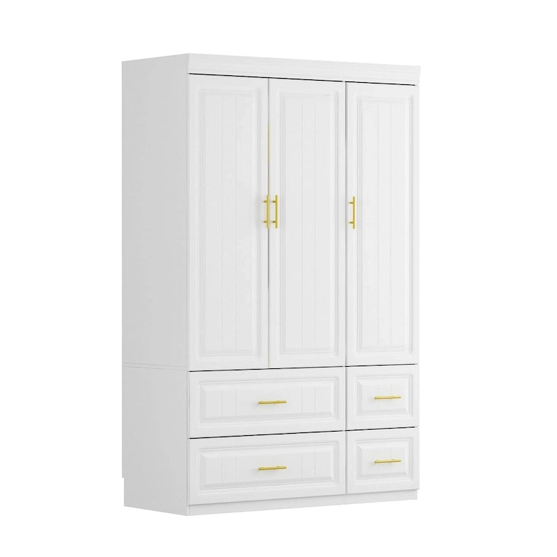 Armoire moderne autoportante avec penderie haute, coloris blanc – 93.7H