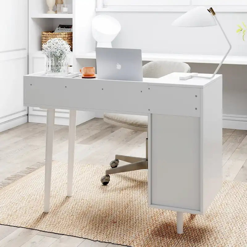 Bureau de style ferme moderne Daisy avec rangement et poignées décoratives en laiton