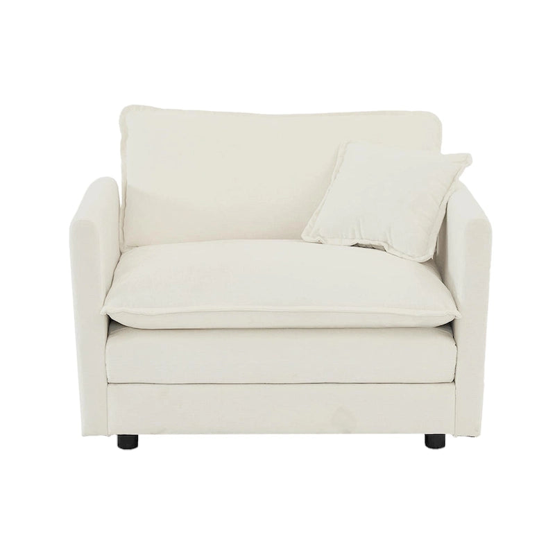 Fauteuil d'appoint lot de 2, Fauteuils haut de gamme rembourrés en chenille, Chaises d'appoint de salon avec coussin décoratif, Blanc
