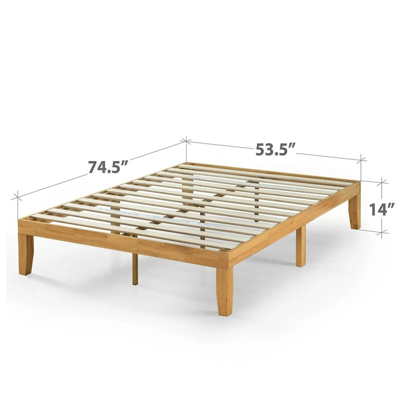 Lit plateforme en bois massif naturel de 14 pouces