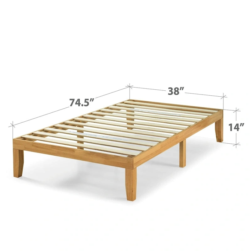 Lit plateforme en bois massif naturel de 14 pouces