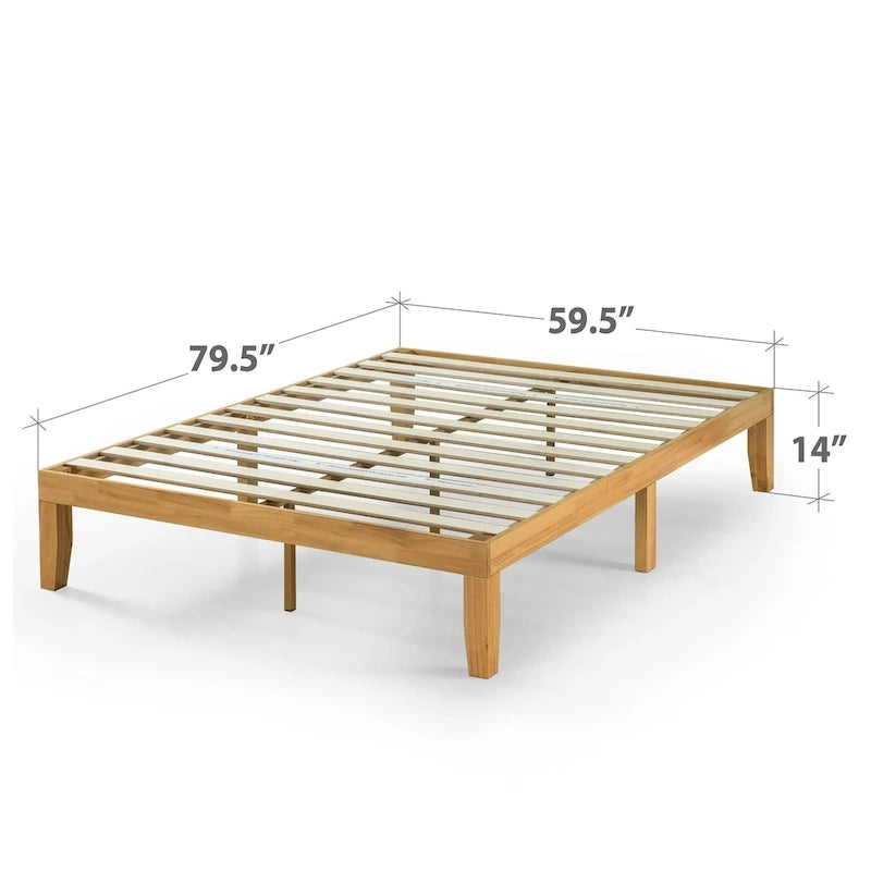 Lit plateforme en bois massif naturel de 14 pouces