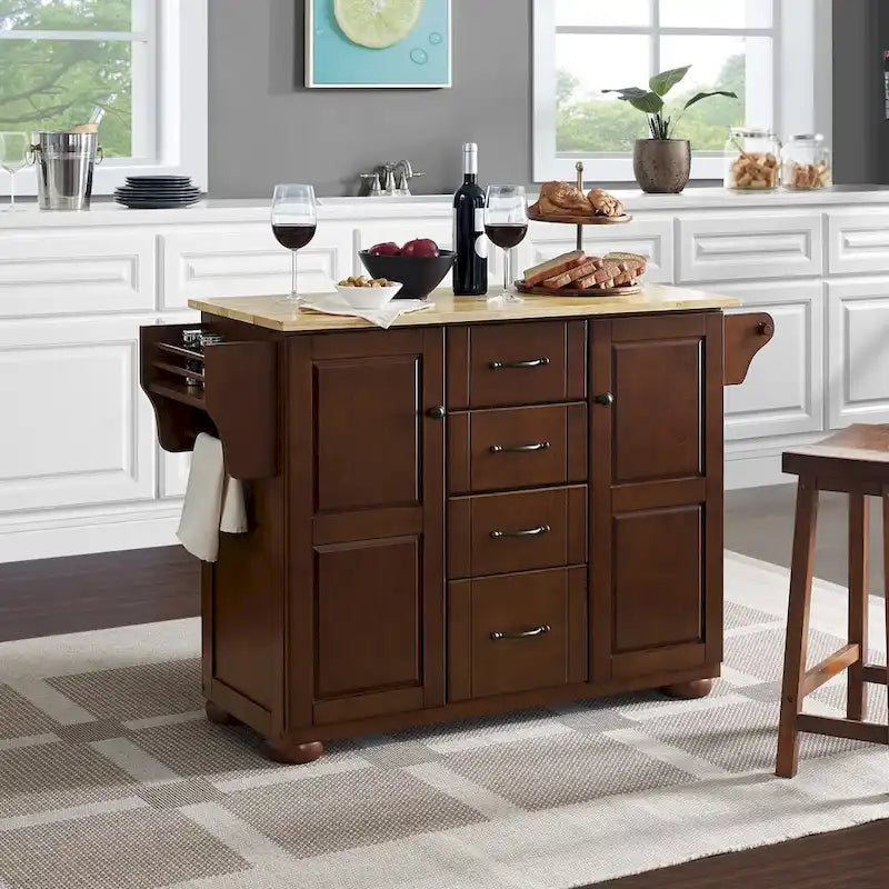  Eleanor Natural Wood Top Kitchen Island - 18d x 51.5w x 35.25h